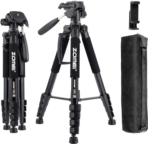 Uegogo Kamerastativ, Premium-Stativ für DSLR-Kamera, leichtes Reise-Aluminium-Stativ mit Universal-Halterung für Handy und Tablet und Tragetasche (schwarz) von UEGOGO