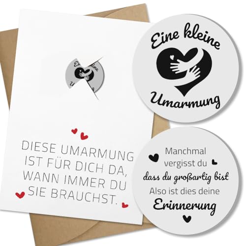 UEOTO Eine Kleine Umarmung Glücksbringer mit Grußkarte, Mutmacher Geschenk Prüfung Gute Besserung Geschenke Motivationsgeschenke Weihnachtsgescheke für Frauen Männer Kinder Beste Freundin Kollegen von UEOTO