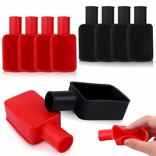 10 Stück Batteriepolabdeckung, Gummi Batterie Polabdeckung Positiv Negativ Batteriepolabdeckunge Autobatterie Polabdeckung Isolierung Batterie Abdeckung für Auto LKW (Rot, Schwarz) von UESDU