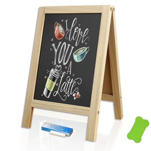 Kreidetafel Aufsteller, Schiefertafel zum Beschriften Kleine Kreidetafel mit Holzständern Schwarz Buffet Preisschilder Aufsteller 25 x 40 cm Desktop Küchentafel mit Kreide für Bar Café Küchen Kreidetafel Aufsteller, Schiefertafel zum Beschriften Kleine Kreidetafel mit Holzständern Schwarz Buffet Preisschilder Aufsteller 25 x 40 cm Desktop Küchentafel mit Kreide für Bar Café Küchen von UESDU