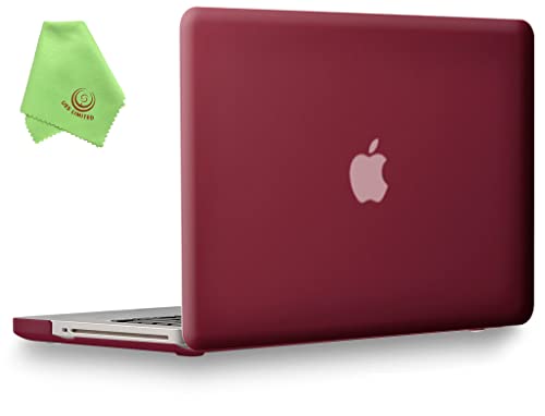UESWILL Glatte, matte Hartschalenhülle kompatibel mit MacBook Pro 13 Zoll mit CD-ROM (Modell A1278) + Mikrofaser-Reinigungstuch, Weinrot von UESWILL
