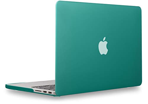 UESWILL Hartschalen-Schutzhülle für MacBook Pro (Retina, 13 Zoll, Ende 2012/2013/2014/Anfang 2015), Modell A1502 A1425, ohne CD-ROM, ohne USB-C + Mikrofasertuch, Pfauengrün von UESWILL