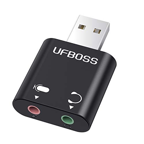 UFBOSS USB Externer Stereo Sound Adapter 2 in 1 USB auf Kopfhörer und Mikrofon Jack Audio Adapter Mic Stereo Soundkarte für USB Audio Gerät, Windows, Mac, Linux, PC, Laptops, Desktops, PS4. von UFBOSS