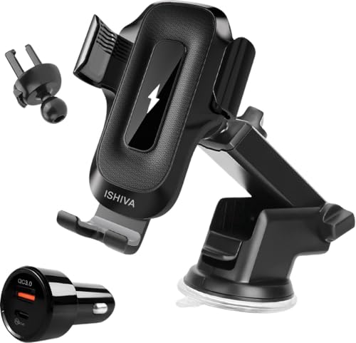 UFUZON Ishiva 15W Kabelloses Autoladegerät mit QC 3.0 Ladeadapter, Schnellladen, 360° Drehbare Handyhalterung für Armaturenbrett, Lüftungsgitter, Windschutzscheibe, Kompatibel mit iPhone, Samsung. UFUZON Ishiva 15W Kabelloses Autoladegerät mit QC 3.0 Ladeadapter, Schnellladen, 360° Drehbare Handyhalterung für Armaturenbrett, Lüftungsgitter, Windschutzscheibe, Kompatibel mit iPhone, Samsung. von UFUZON