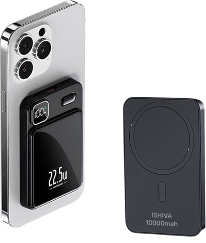 UFUZON Ishiva Magnetische Kabellose Powerbank 10000 mAh, 22,5W USB-C Schnellladegerät mit LED-Anzeige, Externer Akku Kompatibel mit Smartphone UFUZON Ishiva Magnetische Kabellose Powerbank 10000 mAh, 22,5W USB-C Schnellladegerät mit LED-Anzeige, Externer Akku Kompatibel mit Smartphone von UFUZON