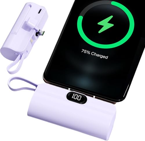 UFUZON Ishiva Mini Power Bank 5000 mAh USB-C, Kabelloses Tragbares Ladegerät, Externer Akku mit LED-Display, Powerbank Kompatibel mit USB-C Samsung und Android-Handys, iPhone 15/16, Lila. UFUZON Ishiva Mini Power Bank 5000 mAh USB-C, Kabelloses Tragbares Ladegerät, Externer Akku mit LED-Display, Powerbank Kompatibel mit USB-C Samsung und Android-Handys, iPhone 15/16, Lila. von UFUZON