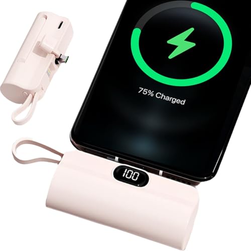 UFUZON Ishiva Mini Power Bank 5000 mAh USB-C, Kabelloses Tragbares Ladegerät, Externer Akku mit LED-Display, Powerbank Kompatibel mit USB-C Samsung und Android-Handys, iPhone 15/16, Rosa. UFUZON Ishiva Mini Power Bank 5000 mAh USB-C, Kabelloses Tragbares Ladegerät, Externer Akku mit LED-Display, Powerbank Kompatibel mit USB-C Samsung und Android-Handys, iPhone 15/16, Rosa. von UFUZON