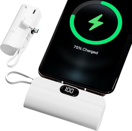 UFUZON Ishiva Mini Power Bank 5000 mAh USB-C, Kabelloses Tragbares Ladegerät, Externer Akku mit LED-Display, Powerbank Kompatibel mit USB-C Samsung und Android-Handys, iPhone 15/16, Weiß UFUZON Ishiva Mini Power Bank 5000 mAh USB-C, Kabelloses Tragbares Ladegerät, Externer Akku mit LED-Display, Powerbank Kompatibel mit USB-C Samsung und Android-Handys, iPhone 15/16, Weiß von UFUZON