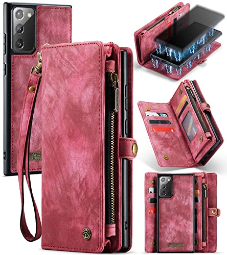 UFinetech 2-in-1 Luxus Samsung Galaxy Note 20 Hülle Case Tasche Magnetische Gute Flip Kartenfach Kette Reißverschluss Leder TPU Abnehmbar Samsung Galaxy Note 20 5G Cover Handy Stylish Cute Wallet 2020 von UFinetech