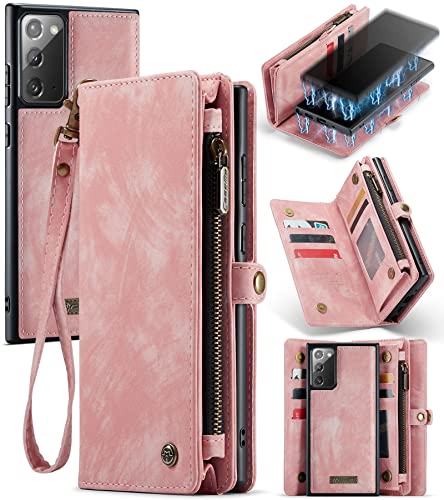 UFinetech 2-in-1 Luxus Samsung Galaxy Note 20 Hülle Case Tasche Magnetische Gute Flip Kartenfach Kette Reißverschluss Leder TPU Abnehmbar Samsung Galaxy Note 20 5G Cover Handy Stylish Cute Wallet 2020 von UFinetech