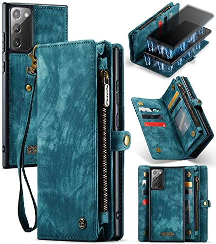 UFinetech 2-in-1 Luxus Samsung Galaxy Note 20 Hülle Case Tasche Magnetische Gute Flip Kartenfach Kette Reißverschluss Leder TPU Abnehmbar Samsung Galaxy Note 20 5G Cover Handy Stylish Cute Wallet 2020 von UFinetech