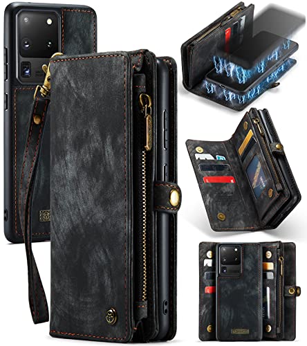 UFinetech 2-in-1 Samsung Galaxy S20 Ultra Hülle Tasche Leder TPU Abnehmbar Handy Flip Magnetisch Kartenfach Ständer Reißverschluss Retro Samsung Galaxy S20 Ultra 5G Cover Wallet 2021 mit Band Schwarz UFinetech 2-in-1 Samsung Galaxy S20 Ultra Hülle Tasche Leder TPU Abnehmbar Handy Flip Magnetisch Kartenfach Ständer Reißverschluss Retro Samsung Galaxy S20 Ultra 5G Cover Wallet 2021 mit Band Schwarz von UFinetech