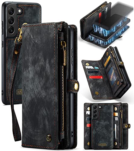 UFinetech 2-in-1 Samsung Galaxy S21 Hülle Tasche Handy Leder TPU Flip Magnetische Ständer Kartenfach mit Band Reißverschluss 2021 Stylish Luxus Abnehmbare Samsung Galaxy S21 5G Cover Wallet Schwarz UFinetech 2-in-1 Samsung Galaxy S21 Hülle Tasche Handy Leder TPU Flip Magnetische Ständer Kartenfach mit Band Reißverschluss 2021 Stylish Luxus Abnehmbare Samsung Galaxy S21 5G Cover Wallet Schwarz von UFinetech