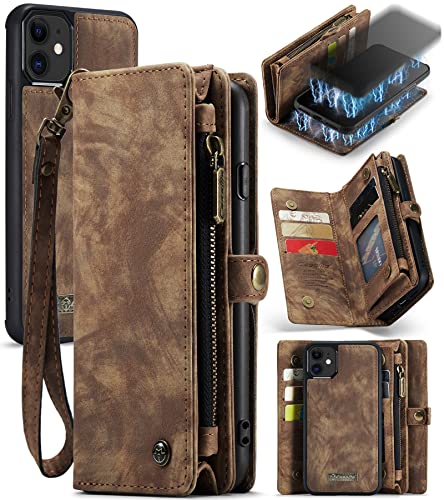 UFinetech 2-in-1 iPhone 11 Hülle Tasche Design Flip TPU Bumper Leder Abnehmbar Flexibel Magnetische Kartenfach Kordel Reißverschluss Outdoor 2020 Mädchen Damen Mann Wallet Etui iPhone 11 6.1 Braun UFinetech 2-in-1 iPhone 11 Hülle Tasche Design Flip TPU Bumper Leder Abnehmbar Flexibel Magnetische Kartenfach Kordel Reißverschluss Outdoor 2020 Mädchen Damen Mann Wallet Etui iPhone 11 6.1 Braun von UFinetech
