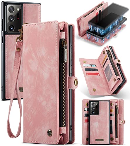 UFinetech Abnehmbar Magnetische Samsung Galaxy Note 20 Ultra Hülle Tasche Case Stylish Luxus TPU Leder Kartenfach Kette Flip Reißverschluss 2-in-1 Wallet Galaxy Note 20 Ultra 5G Cover Cute Gute 2020 von UFinetech