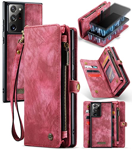 UFinetech Abnehmbar Magnetische Samsung Galaxy Note 20 Ultra Hülle Tasche Case Stylish Luxus TPU Leder Kartenfach Kette Flip Reißverschluss 2-in-1 Wallet Galaxy Note 20 Ultra 5G Cover Cute Gute 2020 von UFinetech