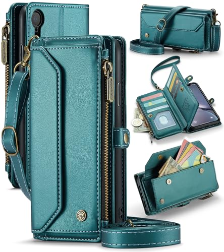 UFinetech Crossbody Brieftasche Hülle für iPhone XR, RFID-Blockierung, Kabelloses Laden, Stoßschutz, Verstellbarer Gurt, Kartenfächer, PU-Leder, Integrierter Ständer, Blau Grün UFinetech Crossbody Brieftasche Hülle für iPhone XR, RFID-Blockierung, Kabelloses Laden, Stoßschutz, Verstellbarer Gurt, Kartenfächer, PU-Leder, Integrierter Ständer, Blau Grün von UFinetech