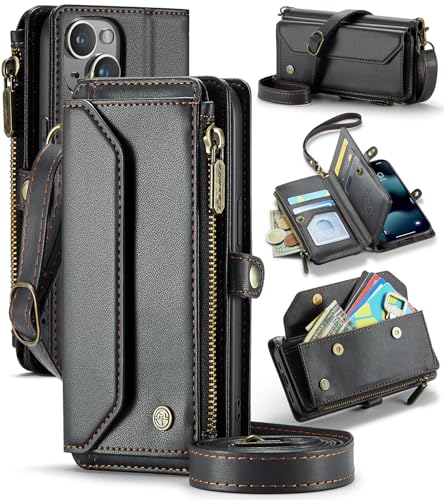 UFinetech Crossbody Wallet Case Hülle für iPhone 13 Mini - RFID-Blockierung, Kabelloses Laden, Stoßschutz, Verstellbarer Gurt, Kartenfächer, PU-Leder, Integrierter Ständer, Schwarz UFinetech Crossbody Wallet Case Hülle für iPhone 13 Mini - RFID-Blockierung, Kabelloses Laden, Stoßschutz, Verstellbarer Gurt, Kartenfächer, PU-Leder, Integrierter Ständer, Schwarz von UFinetech