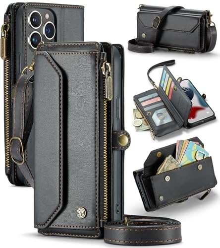 UFinetech Crossbody Wallet Case Hülle für iPhone 13 Pro Max - RFID-Blockierung, Kabelloses Laden, Stoßschutz, Verstellbarer Gurt, Kartenfächer, PU-Leder, Integrierter Ständer, Schwarz UFinetech Crossbody Wallet Case Hülle für iPhone 13 Pro Max - RFID-Blockierung, Kabelloses Laden, Stoßschutz, Verstellbarer Gurt, Kartenfächer, PU-Leder, Integrierter Ständer, Schwarz von UFinetech