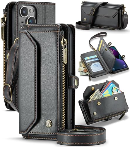 UFinetech Crossbody Wallet Case Hülle für iPhone 13 - RFID-Blockierung, Kabelloses Laden, Stoßschutz, Verstellbarer Gurt, Kartenfächer, PU-Leder, Integrierter Ständer, Schwarz UFinetech Crossbody Wallet Case Hülle für iPhone 13 - RFID-Blockierung, Kabelloses Laden, Stoßschutz, Verstellbarer Gurt, Kartenfächer, PU-Leder, Integrierter Ständer, Schwarz von UFinetech