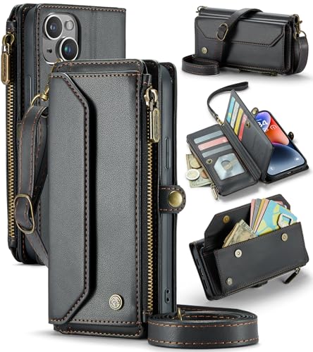 UFinetech Crossbody Wallet Case Hülle für iPhone 14 Plus - RFID-Blockierung, Kabelloses Laden, Stoßschutz, Verstellbarer Gurt, Kartenfächer, PU-Leder, Integrierter Ständer, Schwarz UFinetech Crossbody Wallet Case Hülle für iPhone 14 Plus - RFID-Blockierung, Kabelloses Laden, Stoßschutz, Verstellbarer Gurt, Kartenfächer, PU-Leder, Integrierter Ständer, Schwarz von UFinetech