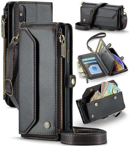 UFinetech Crossbody Wallet Case Hülle für iPhone X, für iPhone XS Hülle - RFID-Blockierung, Kabelloses Laden, Stoßschutz, Verstellbarer Gurt, Kartenfächer, PU-Leder, Integrierter Ständer, Schwarz UFinetech Crossbody Wallet Case Hülle für iPhone X, für iPhone XS Hülle - RFID-Blockierung, Kabelloses Laden, Stoßschutz, Verstellbarer Gurt, Kartenfächer, PU-Leder, Integrierter Ständer, Schwarz von UFinetech
