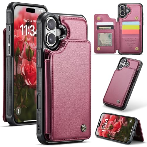 UFinetech Handyhülle kompatibel mit iPhone 16 Plus – PU Leder Flip Case mit Kartenfach, Magnetverschluss, Standfunktion, Stoßfest, Rot UFinetech Handyhülle kompatibel mit iPhone 16 Plus – PU Leder Flip Case mit Kartenfach, Magnetverschluss, Standfunktion, Stoßfest, Rot von UFinetech