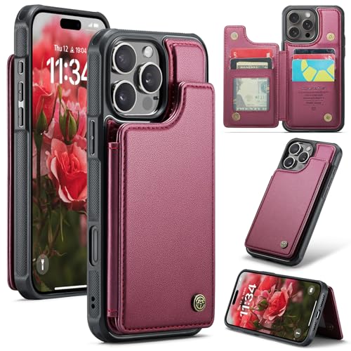 UFinetech Handyhülle kompatibel mit iPhone 16 Pro Max – PU Leder Flip Case mit Kartenfach, Magnetverschluss, Standfunktion, Stoßfest, Rot UFinetech Handyhülle kompatibel mit iPhone 16 Pro Max – PU Leder Flip Case mit Kartenfach, Magnetverschluss, Standfunktion, Stoßfest, Rot von UFinetech
