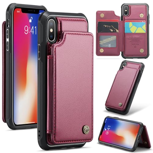 UFinetech Handyhülle kompatibel mit iPhone X/XS – PU Leder Flip Case mit Kartenfach, Magnetverschluss, Standfunktion, Stoßfest, Rot UFinetech Handyhülle kompatibel mit iPhone X/XS – PU Leder Flip Case mit Kartenfach, Magnetverschluss, Standfunktion, Stoßfest, Rot von UFinetech
