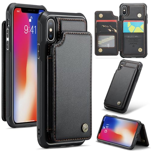 UFinetech Handyhülle kompatibel mit iPhone X/XS – PU Leder Flip Case mit Kartenfach, Magnetverschluss, Standfunktion, Stoßfest, Schwarz UFinetech Handyhülle kompatibel mit iPhone X/XS – PU Leder Flip Case mit Kartenfach, Magnetverschluss, Standfunktion, Stoßfest, Schwarz von UFinetech