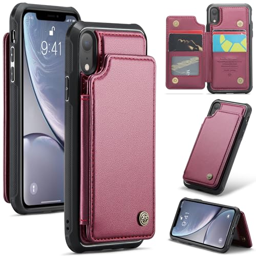 UFinetech Handyhülle kompatibel mit iPhone XR – PU Leder Flip Case mit Kartenfach, Magnetverschluss, Standfunktion, Stoßfest, Rot UFinetech Handyhülle kompatibel mit iPhone XR – PU Leder Flip Case mit Kartenfach, Magnetverschluss, Standfunktion, Stoßfest, Rot von UFinetech