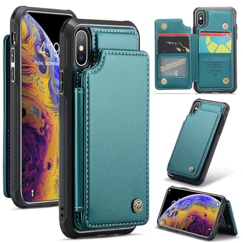 UFinetech Handyhülle kompatibel mit iPhone XS Max – PU Leder Flip Case mit Kartenfach, Magnetverschluss, Standfunktion, Stoßfest, Blau Grün UFinetech Handyhülle kompatibel mit iPhone XS Max – PU Leder Flip Case mit Kartenfach, Magnetverschluss, Standfunktion, Stoßfest, Blau Grün von UFinetech