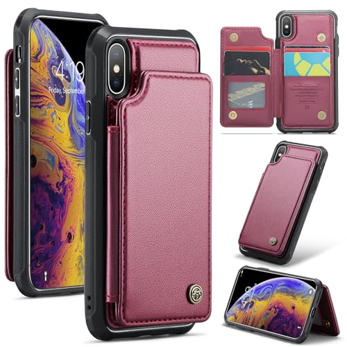 UFinetech Handyhülle kompatibel mit iPhone XS Max – PU Leder Flip Case mit Kartenfach, Magnetverschluss, Standfunktion, Stoßfest, Rot UFinetech Handyhülle kompatibel mit iPhone XS Max – PU Leder Flip Case mit Kartenfach, Magnetverschluss, Standfunktion, Stoßfest, Rot von UFinetech