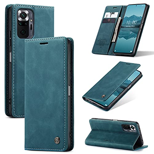 UFinetech Hülle für Xiaomi Redmi Note 10 Pro Weiche TPU Leder Ständer Kartenfächer Tasche Premium Dünn Klappbar Magnetisch Flip Handyhülle für Redmi Note 10 Pro Schutzhülle Stoßfest Kratzfest Blau von UFinetech