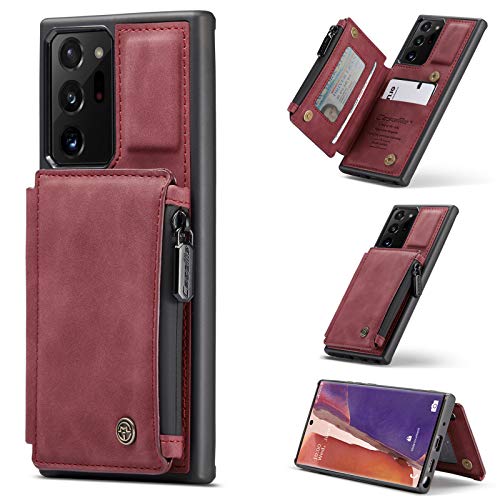 UFinetech Magnetische Samsung Galaxy Note 20 Ultra Hülle Tasche Case Stylish Luxus TPU Leder Kartenfach Flip Ständer Wasserdichte Reißverschluss RFID-Schutz 2-in-1 Wallet Galaxy Note 20 Ultra 5G Cover von UFinetech