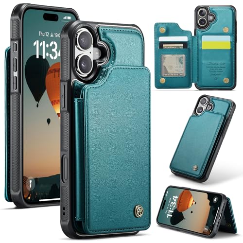 UFinetech Wallet Case für iPhone 16 PU Leder mit Kartenfächern, RFID Blockierung Magnet Flip Stand Slim Schutzhülle mit Stoßfesten Kanten - Blau Grün UFinetech Wallet Case für iPhone 16 PU Leder mit Kartenfächern, RFID Blockierung Magnet Flip Stand Slim Schutzhülle mit Stoßfesten Kanten - Blau Grün von UFinetech