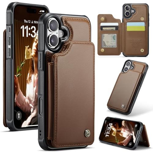 UFinetech Wallet Case für iPhone 16 PU Leder mit Kartenfächern, RFID Blockierung Magnetic Flip Stand Slim Schutzhülle mit Stoßfesten Kanten - Braun UFinetech Wallet Case für iPhone 16 PU Leder mit Kartenfächern, RFID Blockierung Magnetic Flip Stand Slim Schutzhülle mit Stoßfesten Kanten - Braun von UFinetech