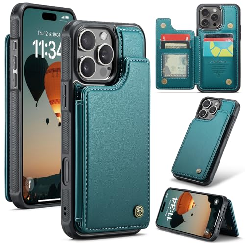 UFinetech Wallet Case für iPhone 16 Pro Max PU Leder mit Kartenfächern RFID Blockierung Magnet Flip Ständer Slim Schutzhülle mit Stoßfesten Kanten - Blau Grün UFinetech Wallet Case für iPhone 16 Pro Max PU Leder mit Kartenfächern RFID Blockierung Magnet Flip Ständer Slim Schutzhülle mit Stoßfesten Kanten - Blau Grün von UFinetech