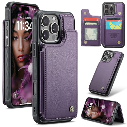 UFinetech Wallet Case für iPhone 16 Pro Max PU Leder mit Kartenfächern RFID Blockierung Magnet Flip Ständer Slim Schutzhülle mit Stoßfesten Kanten - Lila UFinetech Wallet Case für iPhone 16 Pro Max PU Leder mit Kartenfächern RFID Blockierung Magnet Flip Ständer Slim Schutzhülle mit Stoßfesten Kanten - Lila von UFinetech