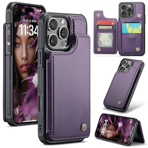 UFinetech Wallet Case für iPhone 16 Pro PU Leder mit Kartenfächern RFID Blockierung Magnet Flip Ständer Slim Schutzhülle mit Stoßfesten Kanten - Lila UFinetech Wallet Case für iPhone 16 Pro PU Leder mit Kartenfächern RFID Blockierung Magnet Flip Ständer Slim Schutzhülle mit Stoßfesten Kanten - Lila von UFinetech