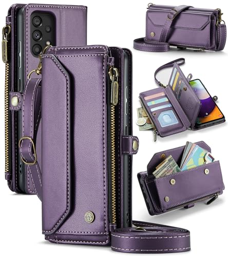 UFinetech für Samsung Galaxy A52 Hülle mit RFID-Schutz und Standfunktion – 3-in-1 Brieftasche mit 10 Kartenfächern, Münzfach und Schultergurt – Stoßfeste Handyhülle Galaxy A52s 5G für Damen, Violett UFinetech für Samsung Galaxy A52 Hülle mit RFID-Schutz und Standfunktion – 3-in-1 Brieftasche mit 10 Kartenfächern, Münzfach und Schultergurt – Stoßfeste Handyhülle Galaxy A52s 5G für Damen, Violett von UFinetech