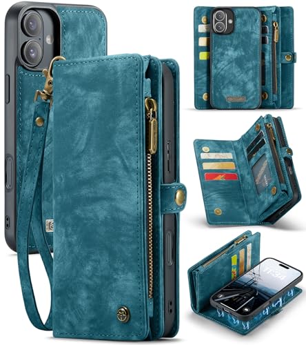 UFinetech für iPhone 16 Plus Hülle, Flip Leder TPU Stoßfeste Kartenfach Tasche Handyhülle für iPhone 16 Plus, Magnetisch Klapphülle Kratzfest Abnehmbare Reißverschluss Band Schutzhülle Cover, Blau UFinetech für iPhone 16 Plus Hülle, Flip Leder TPU Stoßfeste Kartenfach Tasche Handyhülle für iPhone 16 Plus, Magnetisch Klapphülle Kratzfest Abnehmbare Reißverschluss Band Schutzhülle Cover, Blau von UFinetech