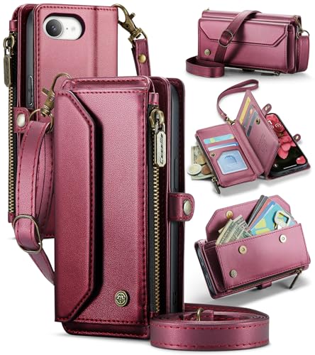 UFinetech für iPhone 16e Hülle mit RFID-Schutz und Standfunktion – 3-in-1 Brieftasche mit 7 Kartenfächern, Münzfach und Schultergurt – Stoßfeste Handyhülle für iPhone 16e Damen 2025, Burgunderrot UFinetech für iPhone 16e Hülle mit RFID-Schutz und Standfunktion – 3-in-1 Brieftasche mit 7 Kartenfächern, Münzfach und Schultergurt – Stoßfeste Handyhülle für iPhone 16e Damen 2025, Burgunderrot von UFinetech