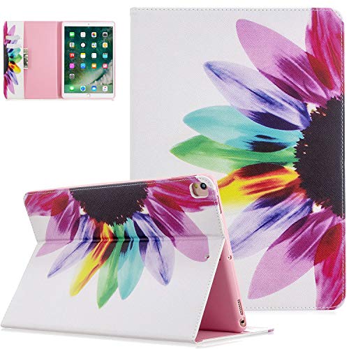 UGOcase Schutzhülle für iPad der 7. Generation, iPad 10.2 2019, dünn, leicht, verstellbarer Ständer, Folio-Cover mit automatischer Sleep/Wake-Funktion für Apple iPad 7. Generation 01-bunte Blume. von UGOcase