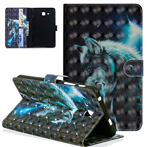 für Samsung Galaxy Tab A 7.0 Zoll - Modell SM-T280 SM-T285, UGOcase Slim Fit PU Leder Schutzhülle Magnetverschluss Flip Stand Cover mit Kartenfächern Tablet 2016 01-Wolf von UGOcase