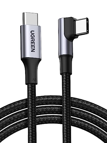 UGREEN 100W USB C auf USB C Kabel Winkel PD 3.0 PPS Ladekabel USB-C 90 Grad kompatibel iPhone 15 Pro Max, Galaxy S24 Ultra, M2 MacBook Pro/Air iPad Pro 12.9 iPad Mini 6 Steam Deck usw. (0.5m) von UGREEN