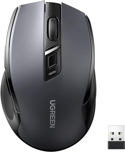 UGREEN 2.4G Maus kabellos mit 4000 DPI, Ergonomisches Design, Wireless Mouse mit USB Empfänger, 18 Monate Akkulaufzeit, funkmaus kompatibel mit Laptop Computer Windows macOS Linux (Schwarz) von UGREEN