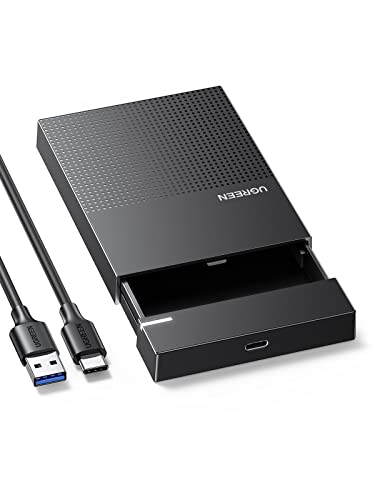 UGREEN 2.5 Zoll Festplattengehäuse USB 3.0 bis zu 6 Gbps für SSD und HDD in Höhe 7mm/9.5mm UASP unterstützt, USB C Gehäuse 2.5 Zoll mit USB 3.0 Kabel werkzeugfreie Montage von UGREEN