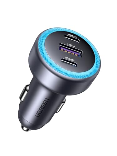 UGREEN 3-Ports Zigarettenanzünder USB C PD30W Auto Ladegerät Adapter 12V KFZ Ladegerät USB C Auto zubehör kompatibel mit iPhone 16/16 Pro/16 Pro Max/15/15 Pro Max, ipad, Galaxy S24 GPS-Navigation usw von UGREEN