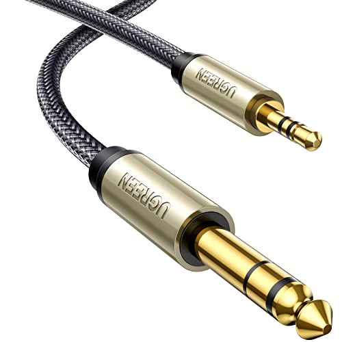 UGREEN 3.5mm Klinke auf 6.35mm Klinke Kabel Aux Adapter Stereo Audio Kabel Digital Interface Instrument Kabel unterstützt für Gitarre, Mischpult, Mikrofon, Recorder, Mixer, Verstärker usw. (2M) von UGREEN